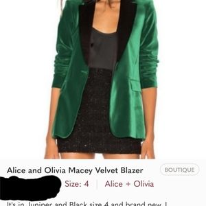 Alice and Olivia Macey Velvet Blazer